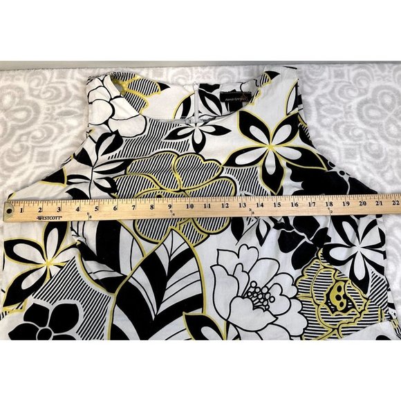 Vintage Ashley Stewart Plus Size 16 brown Beige Yellow Floral Retro Midi Dress - Picture 10 of 11